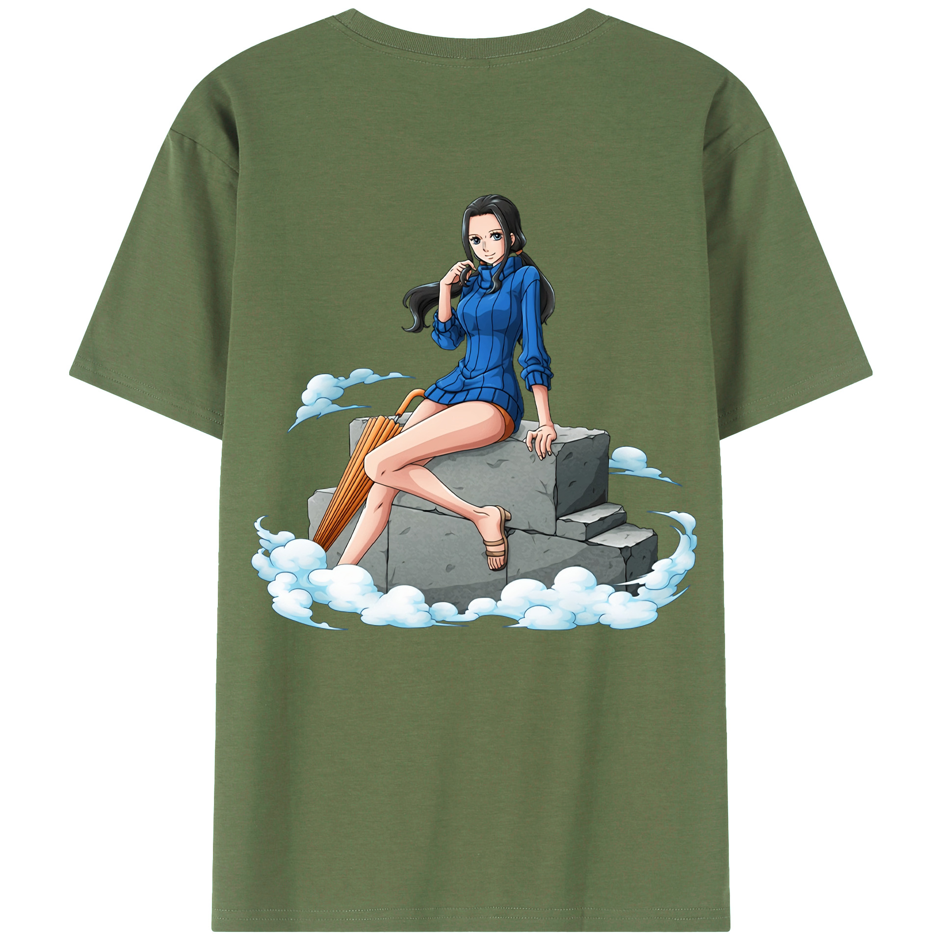ワンピース ニコ・ロビン ONE PIECE Nico Robin 綿100％ メンズ半袖Tシャツ（バックプリント） 通気性